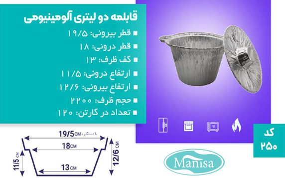 تولید قابلمه دو لیتری آلومینیومی کد 250 مانیسا